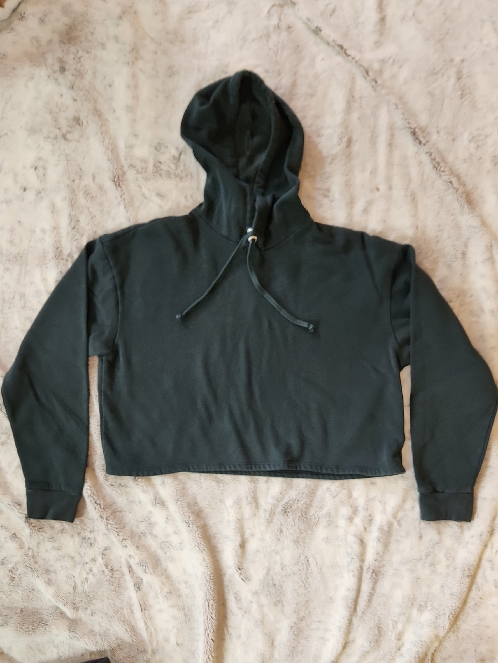 Dark Green Cropped Hoodie Sweatshirt